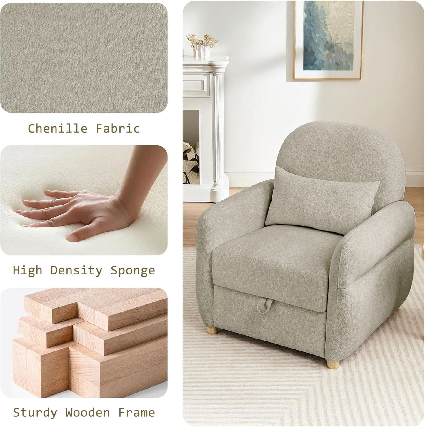 Gray 33.5 Inch Luxuriously Textured Modern Armchair
