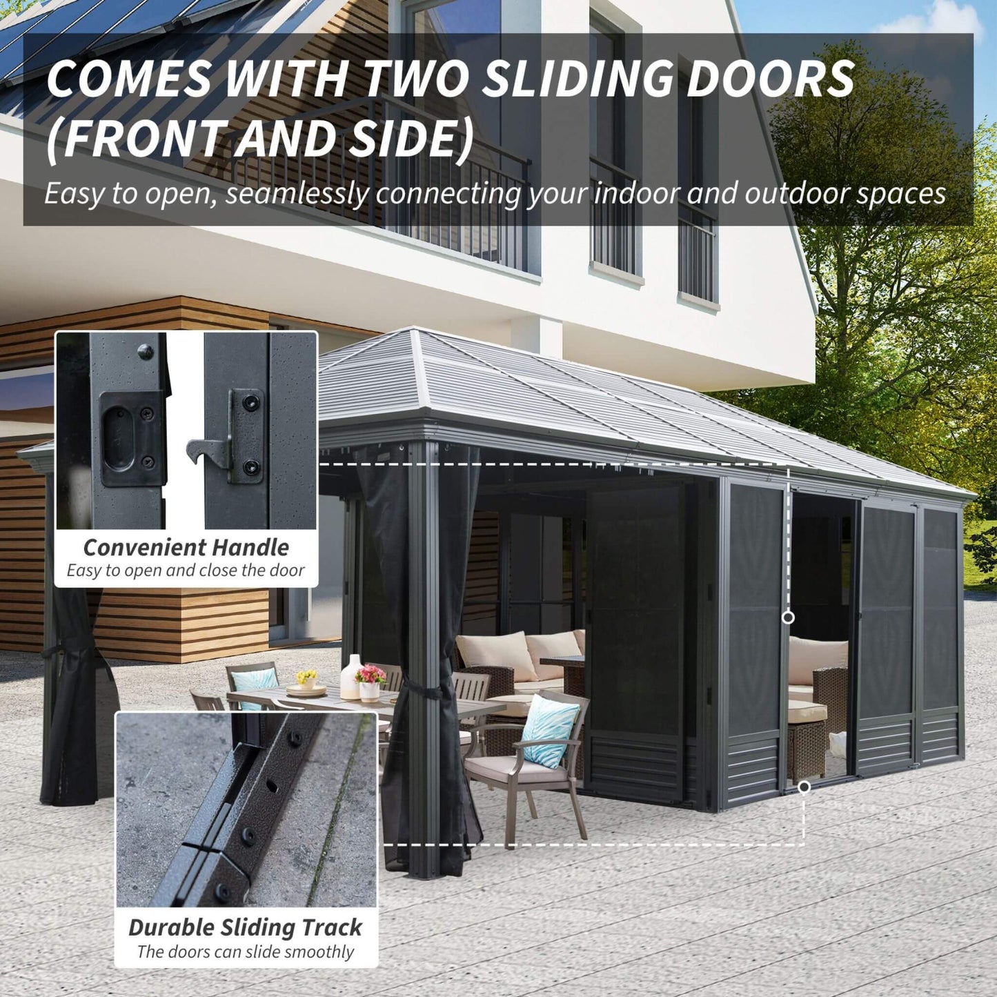 [11X21FT] Alora Outdoor All-Season Solarium Sunroom Gazebo With Galvanized Steel Roof (SAK42018)