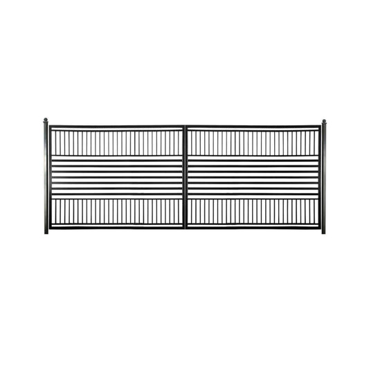 [12-18FT] Heavy-Duty Barcelona-Style Powder-Coated Steel Galvanized Dual Swing Driveway Gate (SAK25978)