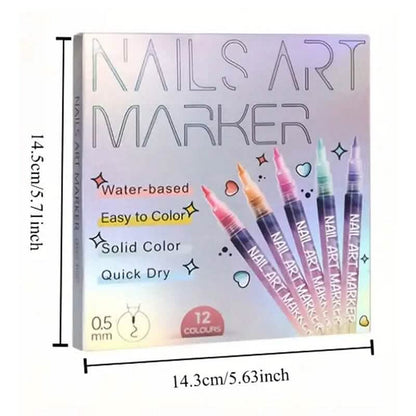 12-Color Nail Art Pen Set Quick Dry Acrylic Paint Markers