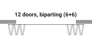 Modern J Top Mount Bifold Barn Door Hardware Kit | 12 Door Biparting