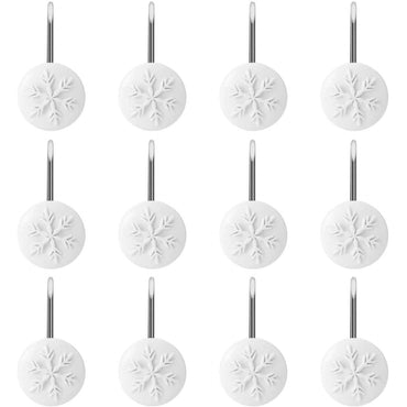 12-Piece: Snowflake Anti-Rust Round Shower Curtain Hooks for Home Bathroom Decor