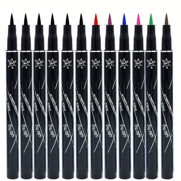12-Pieces: Luxurious Waterproof Long-Wearing Liquid Eyeliner Set