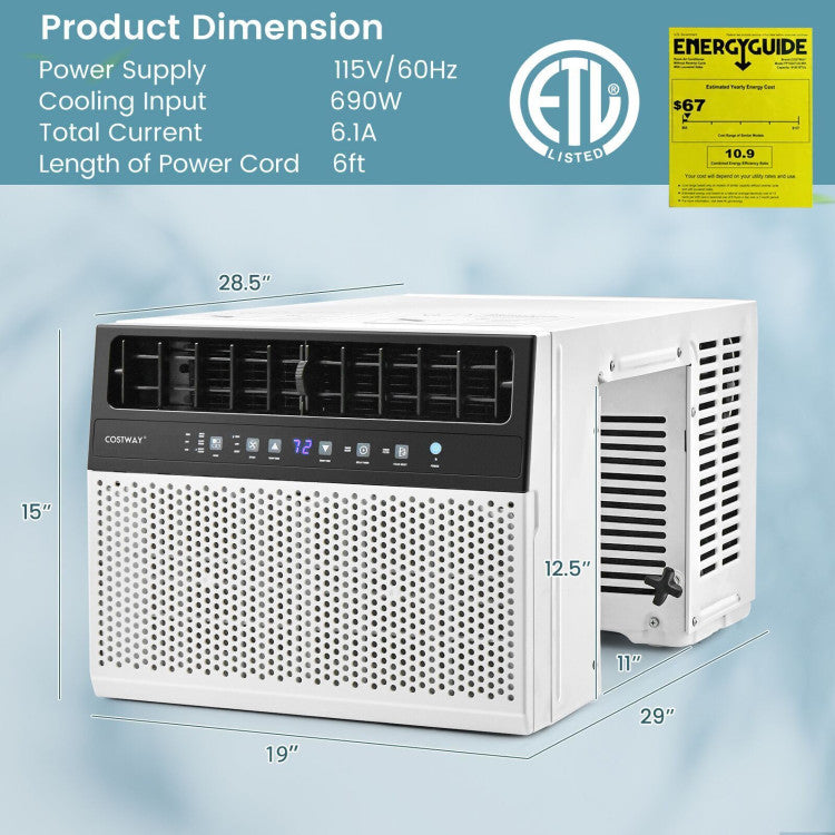 Window Air Conditione with Handy Remote and LED Control Panel