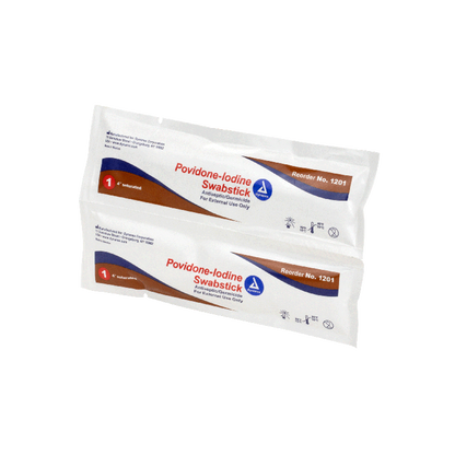 Dynarex Povidone Iodine Swabsticks, 1 Swabstick per Packet, 10 bxs/case (500 Count)