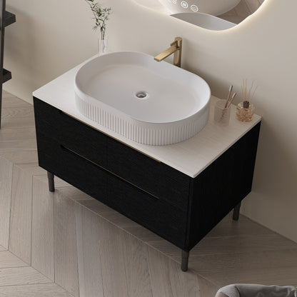 36 inch Bathroom Vanity, Freestanding or Wall Mounted with Ceramic Integrated...