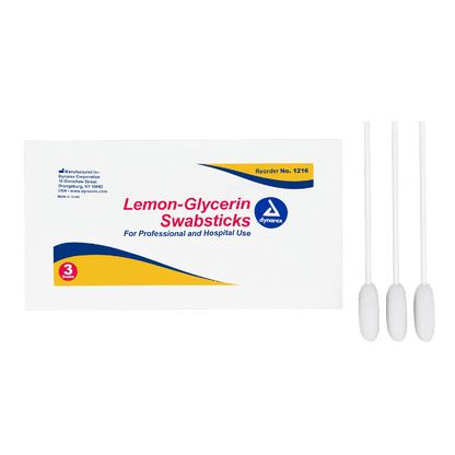 Dynarex Lemon-Glycerin Swabsticks, 3 Swabsticks per Packet, 10bxs/case (250 Count)