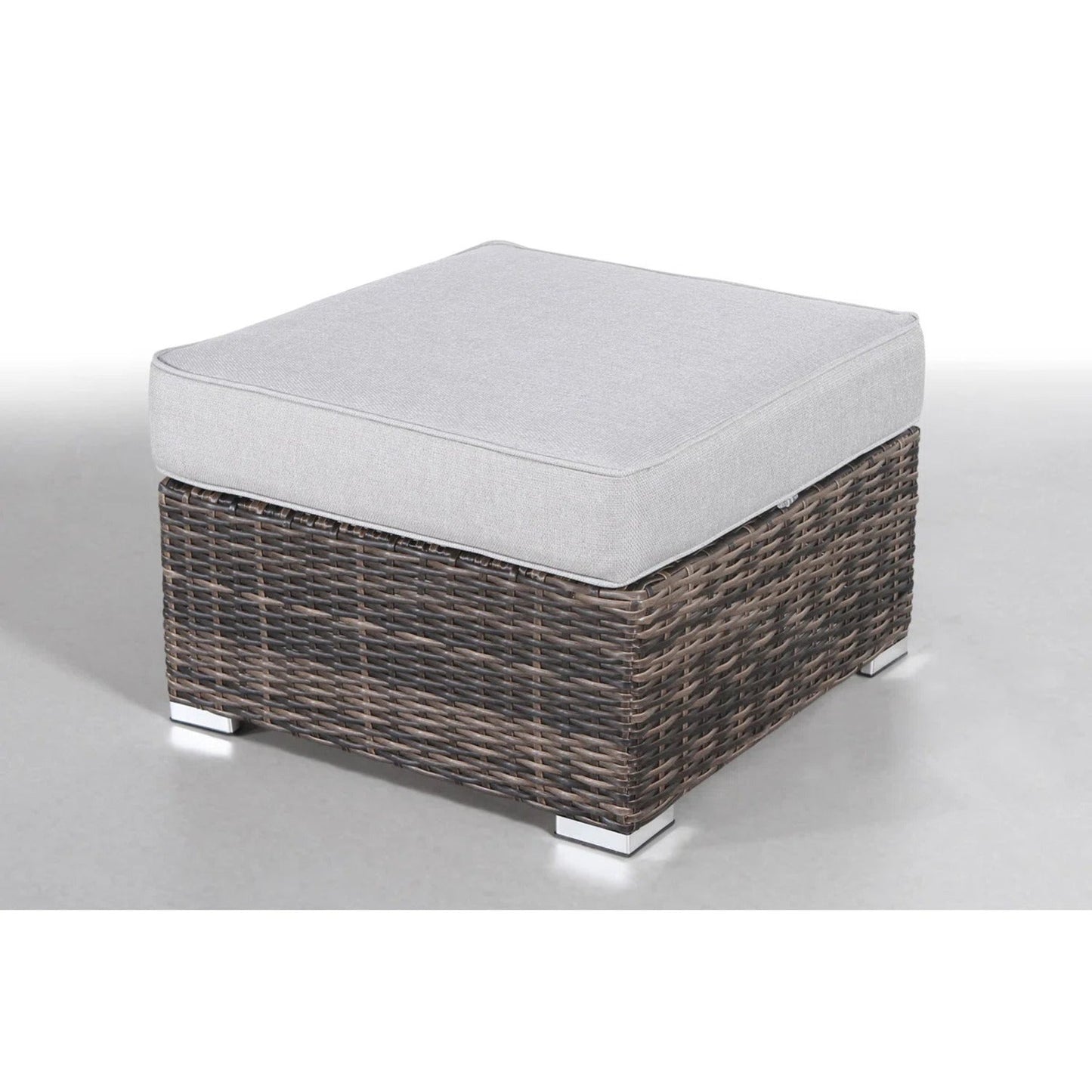 Outdoor Sofa Set HDPE Wicker Brown 3 Piece Sofa Ottoman Glass Table Seats 3