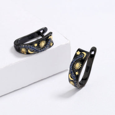 Exquisite Womens Star And Moon Earrings