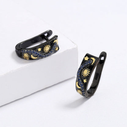 Exquisite Womens Star And Moon Earrings