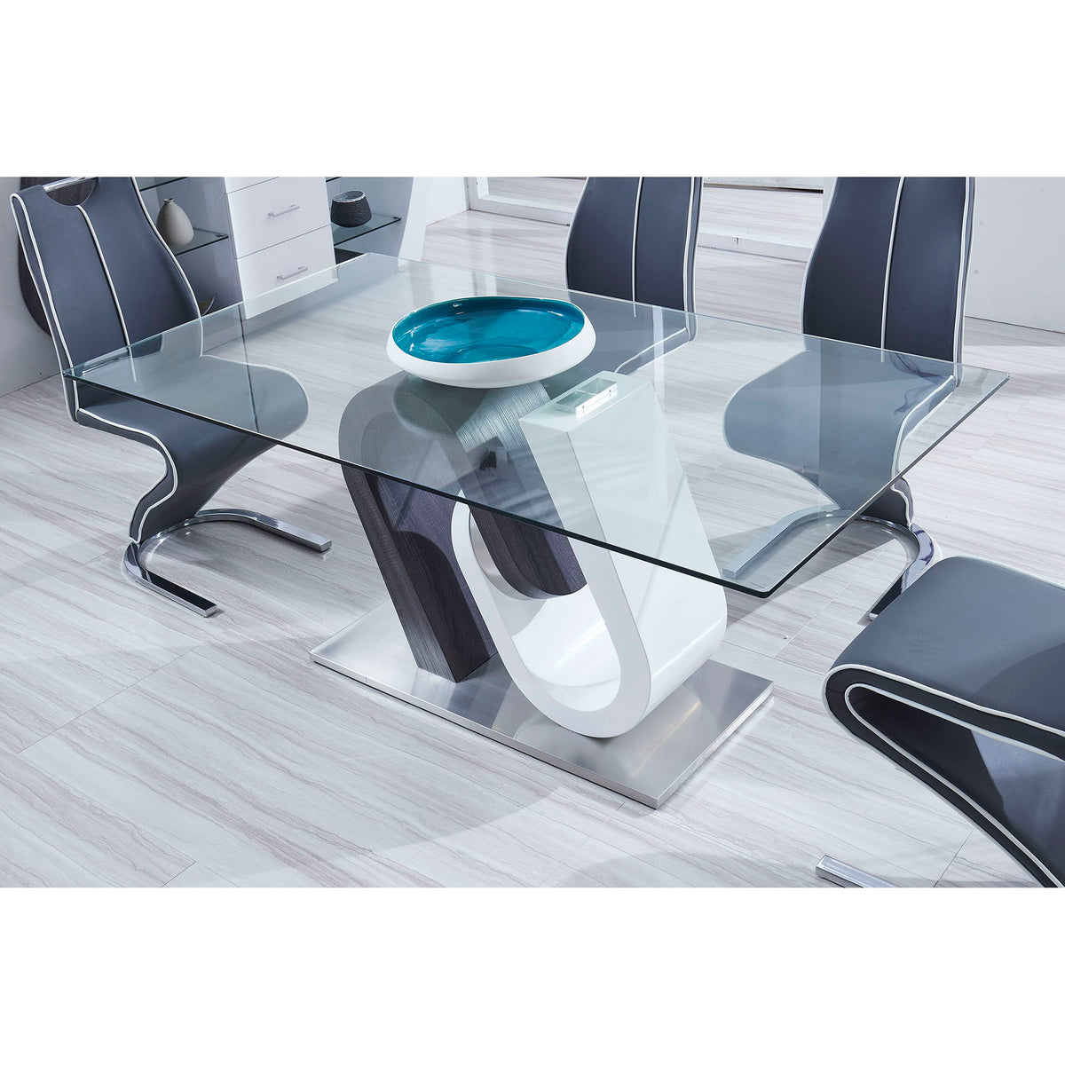 Anne - Dining Table - White / Gray