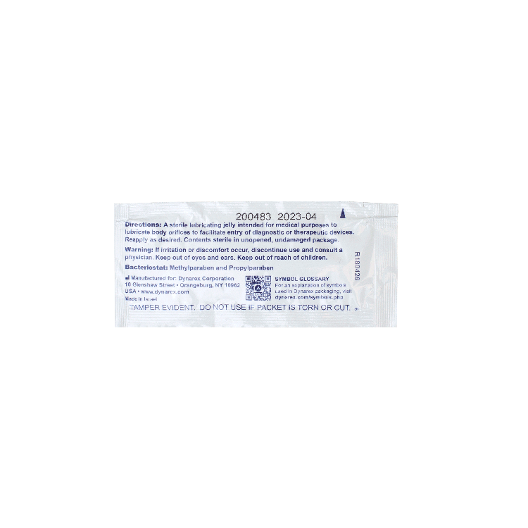 Dynarex DynaLube Lubricating Jelly - Sterile, 2.7 g Packet, 144ea/bx, 12bxs/case (1728 Count)
