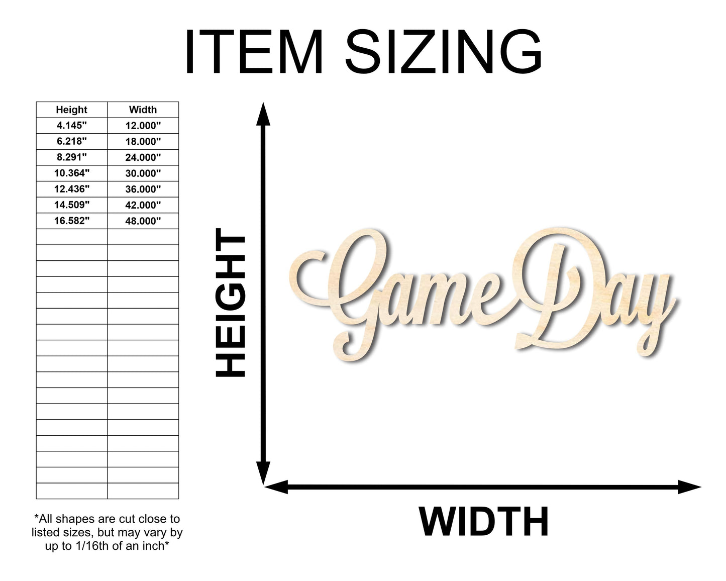 Unfinished Wood Game Day Shape - Word Craft - up to 46"