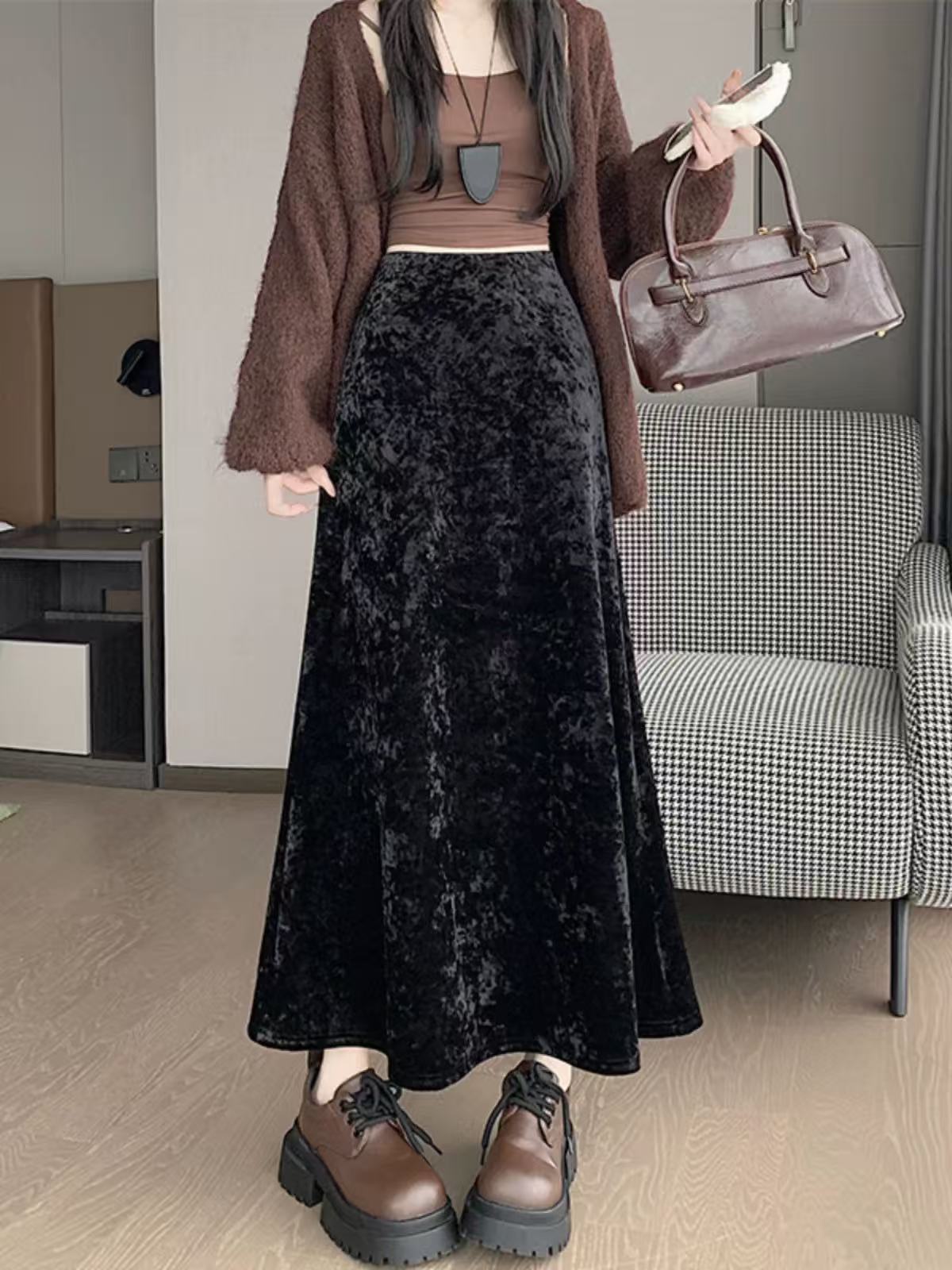 New Fallwinter Diamond-velvet Skirt