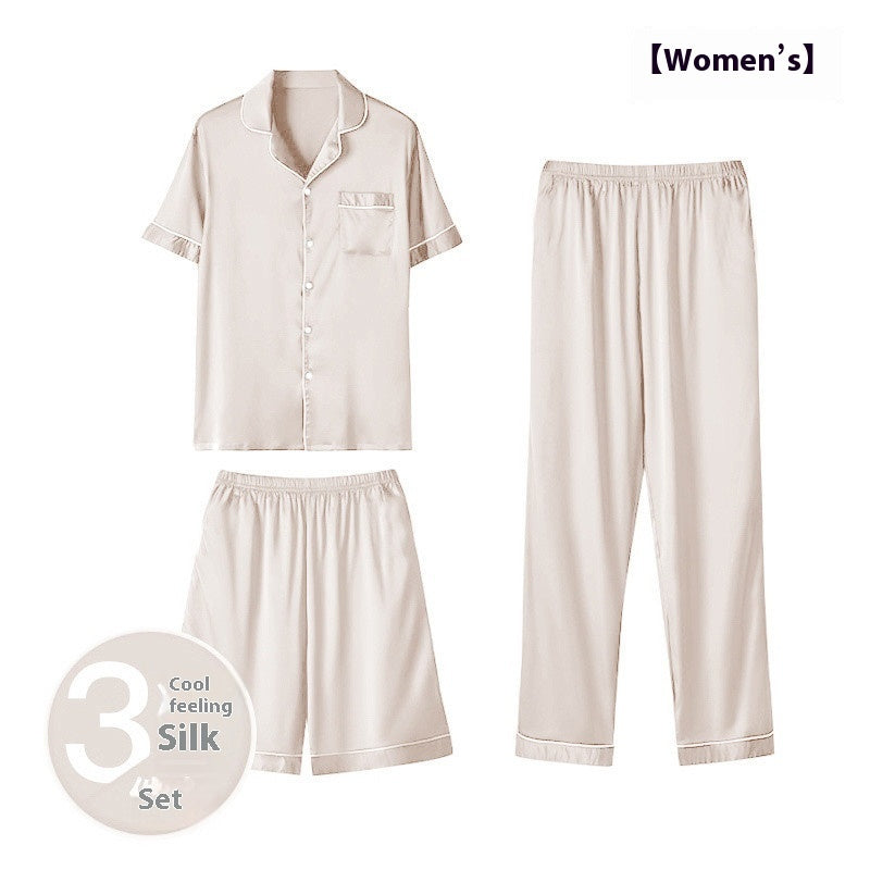 Ice Silk Home Wear Suit Men's Three-piece Suit