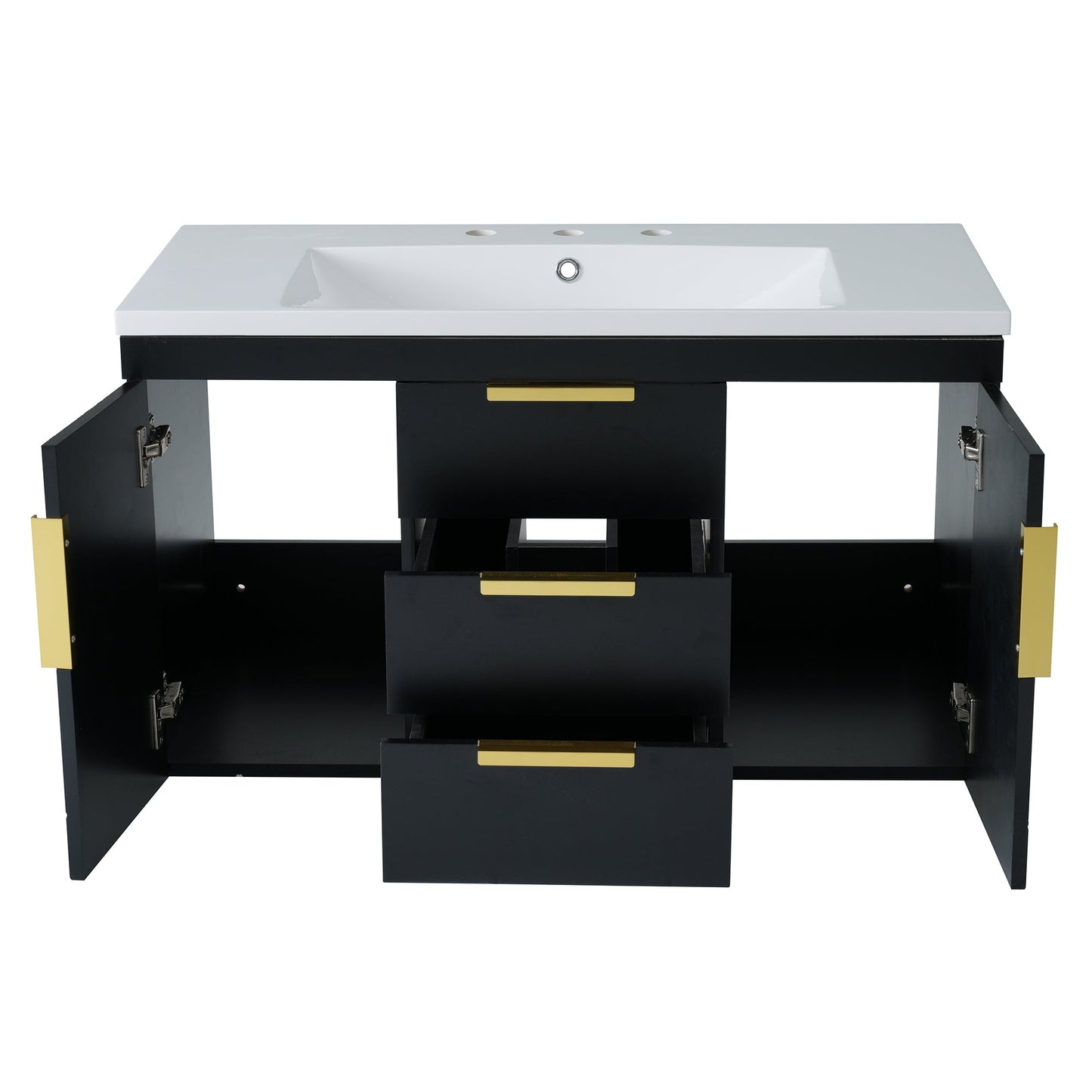 36'' Wall Mounted Bathroom Vanity with Resin Sink and 2 Drawers