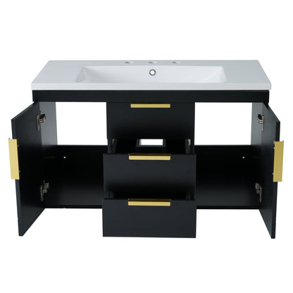 36'' Wall Mounted Bathroom Vanity with Resin Sink and 2 Drawers