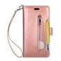 Multi function zipper wallet mobile leather case