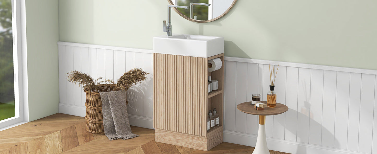 18.6' Bathroom Vanity with Sink, Bathroom Vanity Cabinet with Two-tier Shelf,...
