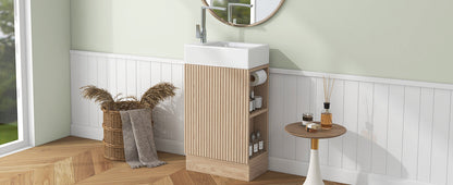 18.6' Bathroom Vanity with Sink, Bathroom Vanity Cabinet with Two-tier Shelf,...