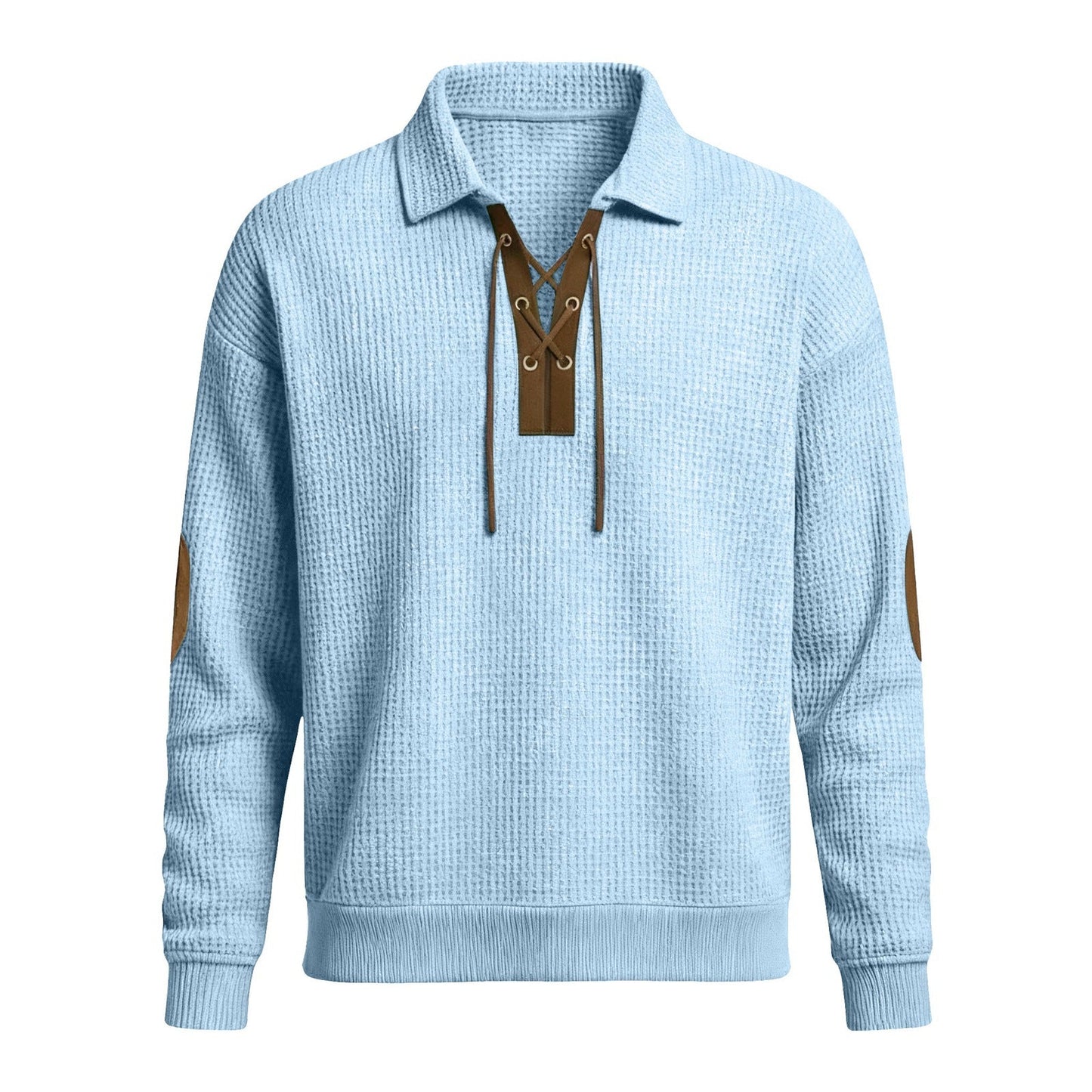 Mens Fashion Solid-Color Long-Sleeve Loose-Fit Sweatshirt