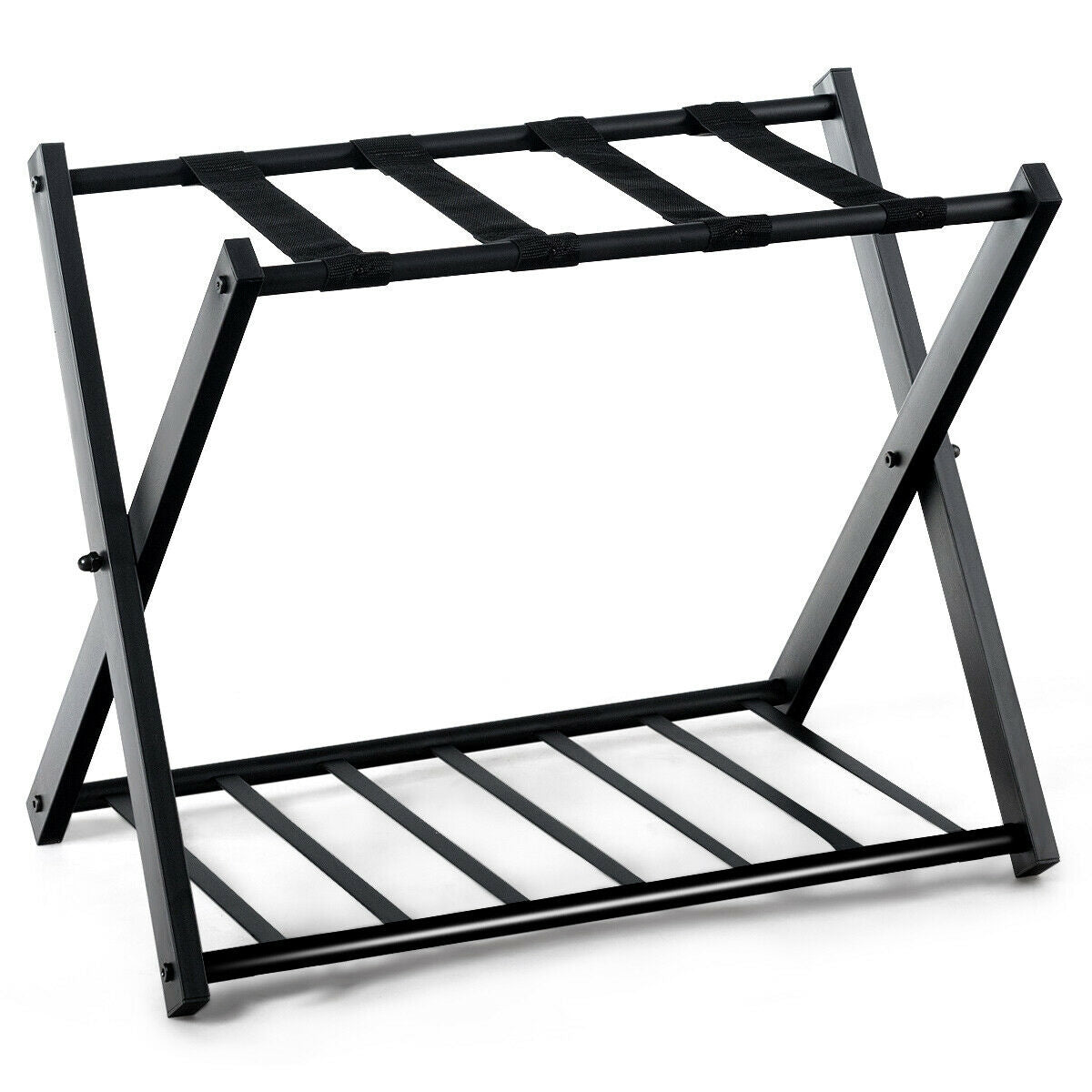 Set of 2 Folding Metal Luggage Rack Suitcase