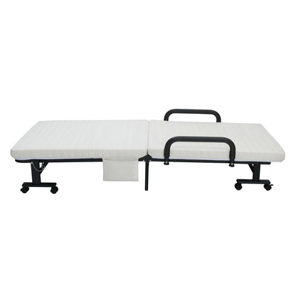Adjustable Folding Guest Bed Frame with Mattress and Wheels