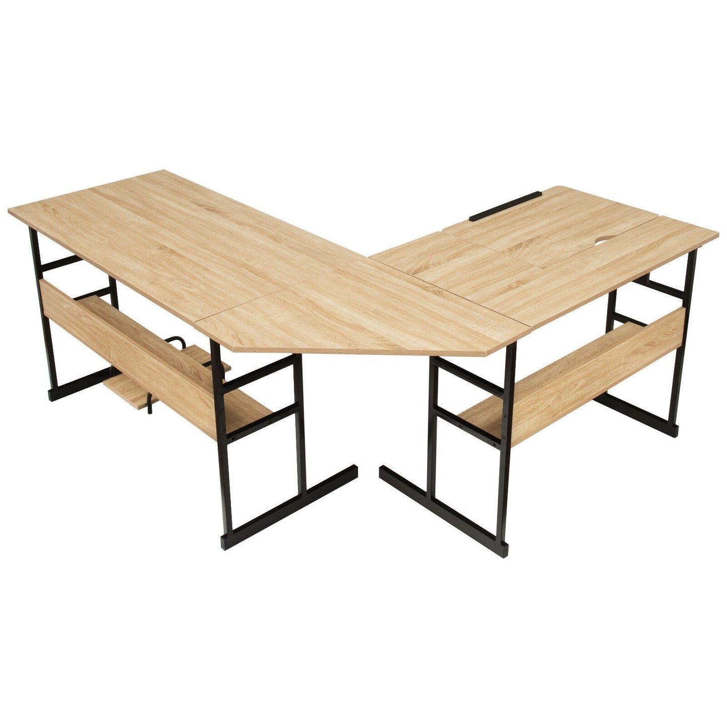 L-Shaped Computer Desk with Tiltable Tabletop