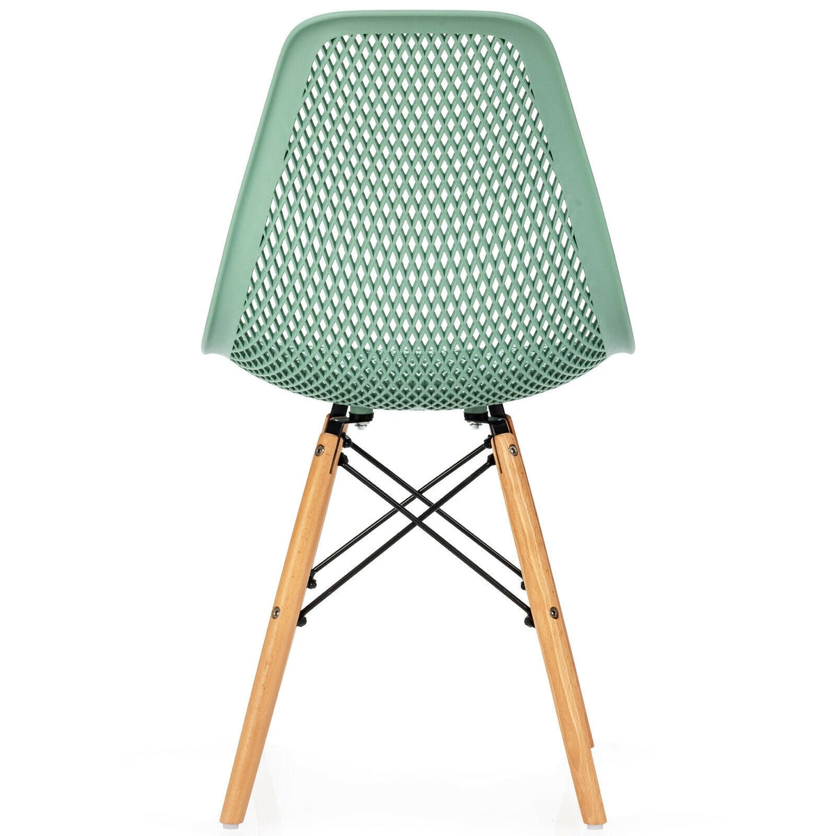 2 Pcs Modern Plastic Hollow Chair Set with Wood Leg