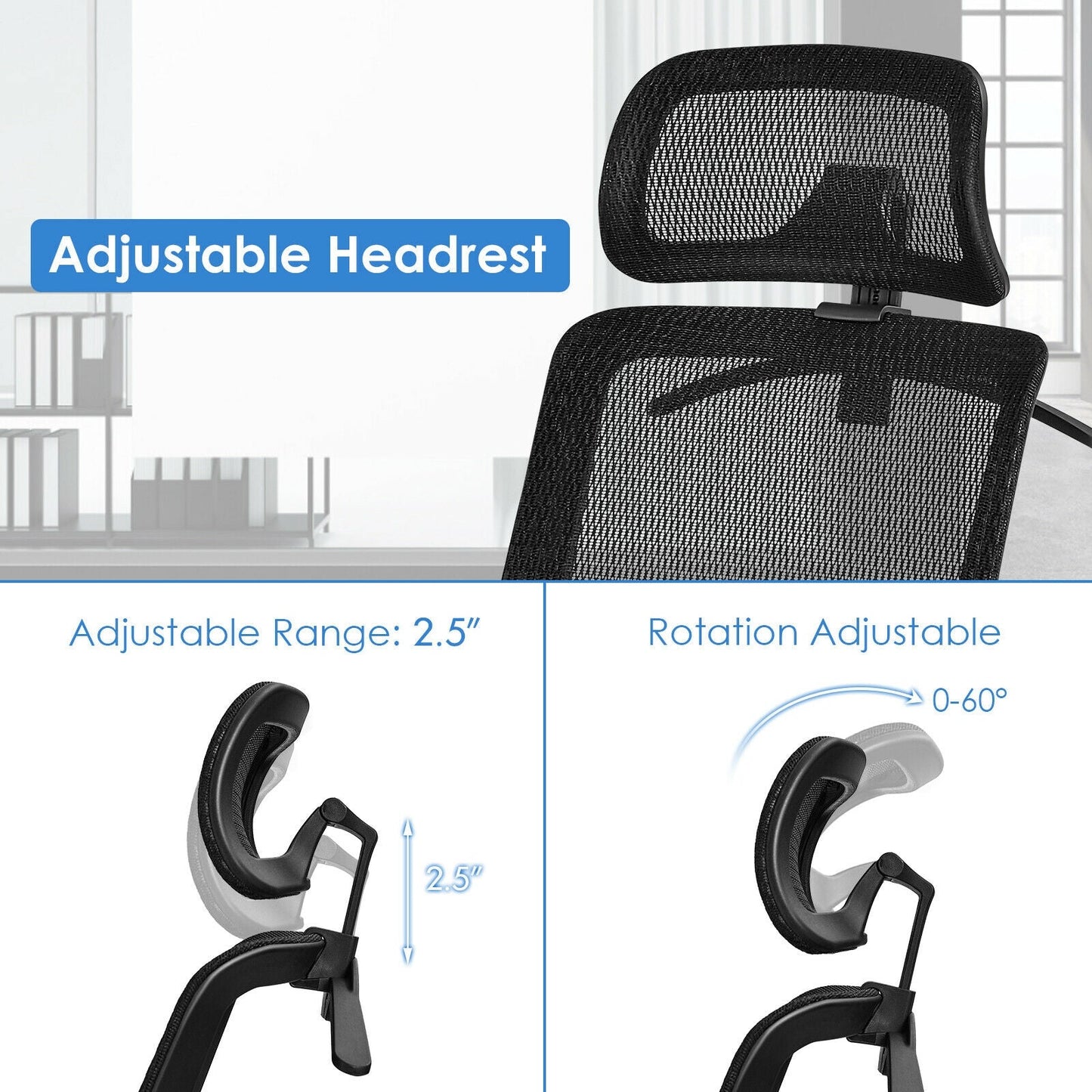 Height Adjustable Ergonomic High Back Mesh Office Chair with Hange