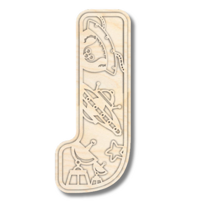 Unfinished Wood Layered Themed Letters | Space | A-Z | 2 Piece | up to 24"