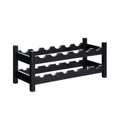 2-Tier 12 Bottles Bamboo Storage Shelf Wine Rack