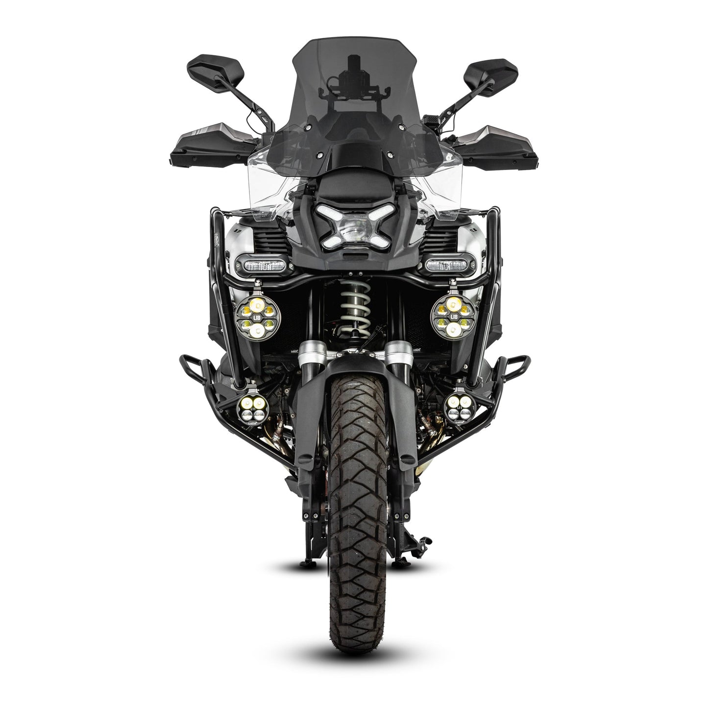 LOBOO Upper Crash Bar for BMW R1300GS Adventure (2024-on) – 304 Stainless Steel, Multi-Point Support, Silver / Black Finish