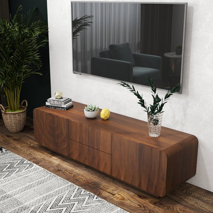TV Stand Floating Base Spiral Wave Walnut for 60" TVs
