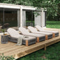 Outdoor Rope Lounge Set 4 Piece Acacia Wood Adjustable Backrest