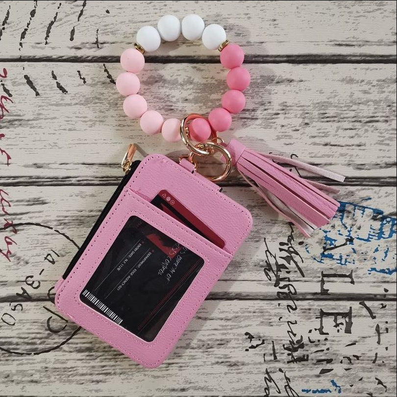 Silicone Bead Bracelet Leather Wallet