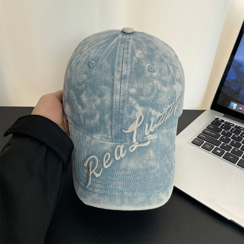Monochrome Individuality Frayed Letter Embroidery Washed-out Vintage Trend Fashion Holey Brim Baseball Cap Street Travel