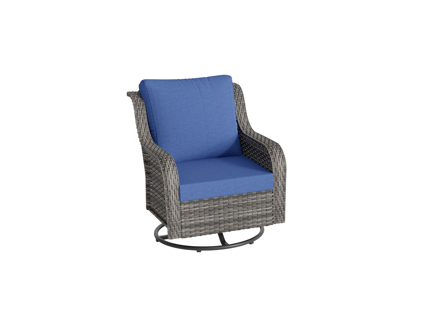 Outdoor Patio Swivel Chairs Set of 2 PE Rattan Gray