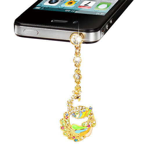 Colorful Crystal Phoenix Dust Plug Pendant for 3.5mm Jack