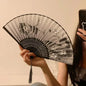 Portable Hand Fold Fan New Chinese Style Dance Props Retro Shell Fan Woman Men Bamboo Wood Silk Flower Folding Fan