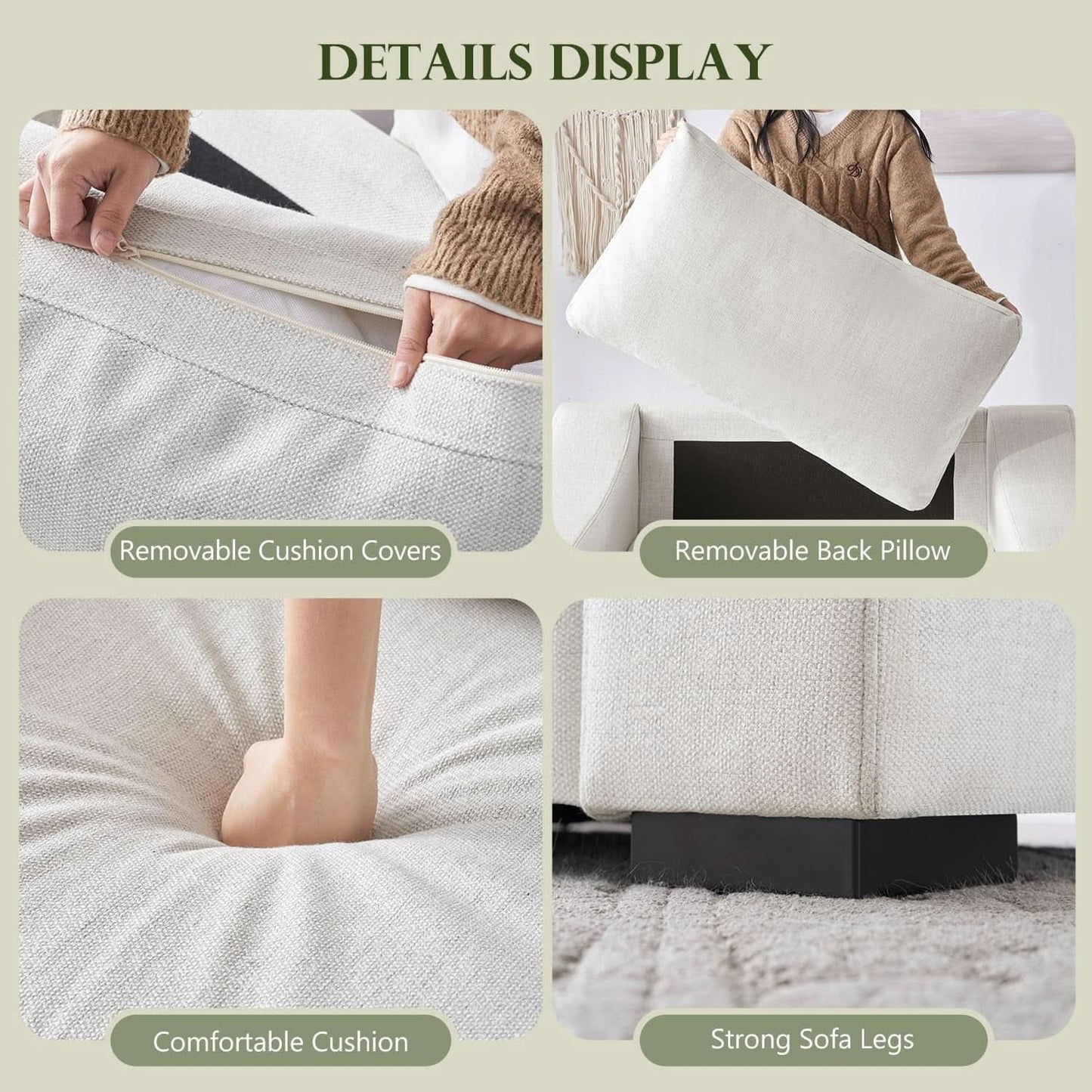 47 Inch Wide Ivory Upholstered Contemporary Armchair