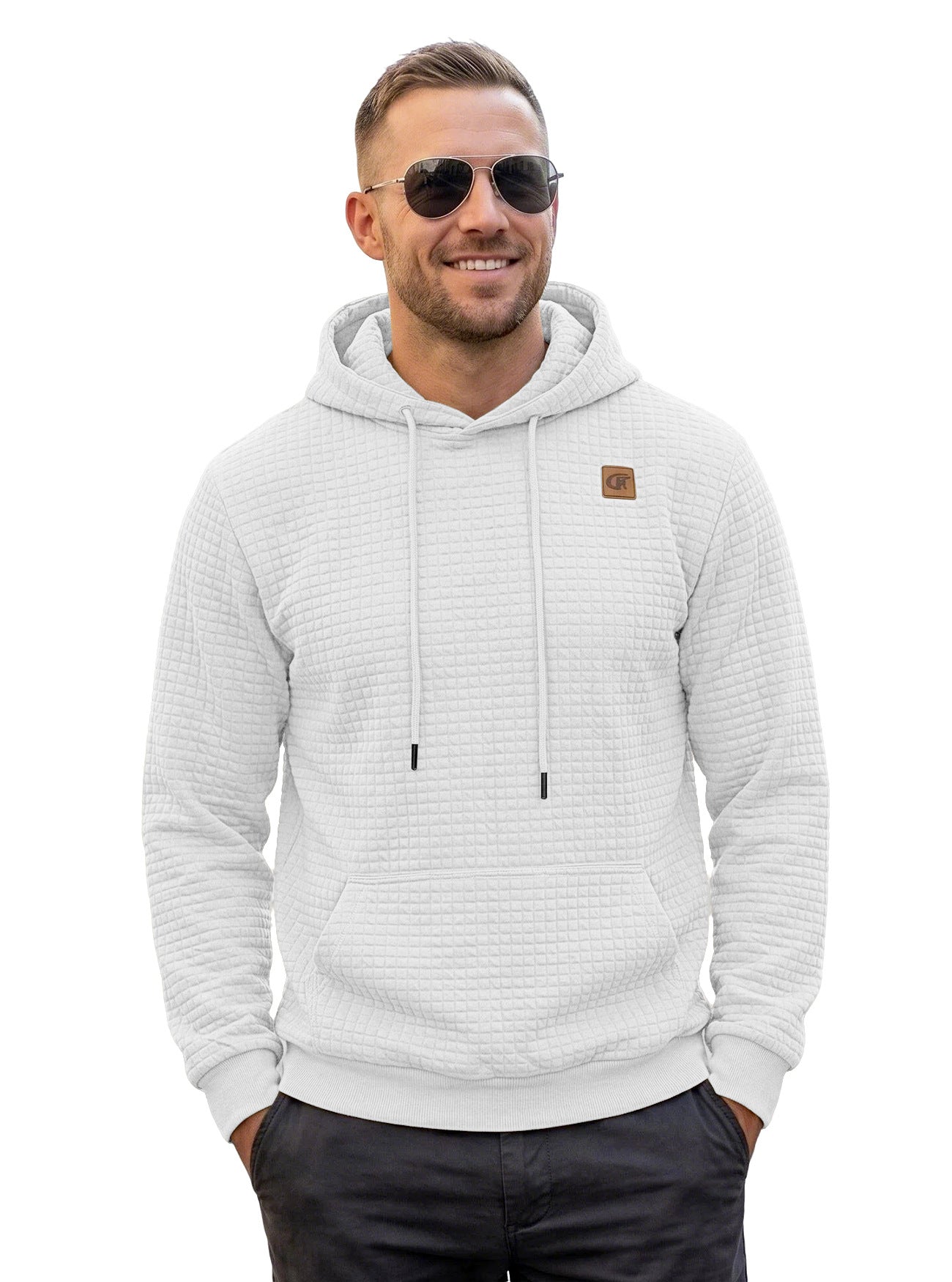 Mens Highly Elastic Jacquard Hooded Long-Sleeve Sweatshirt