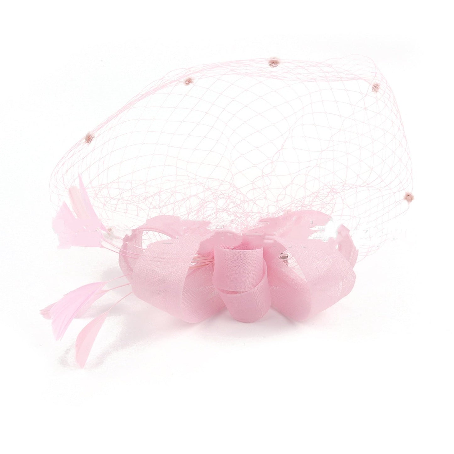 Bride Veil Hair Bow Top Hat Headdress Flower Cover Face Mesh Head