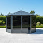 [12X12FT] Alora Prism Large Octagonal Sunroom Solarium With Lockable Sliding Doors And Galvanized Steel Sloping Roof (SAK47843)