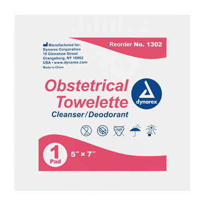 Dynarex Obstetrical Towelettes, 5" x 7", 100ea/bx, 10bxs/case (1000 Count)