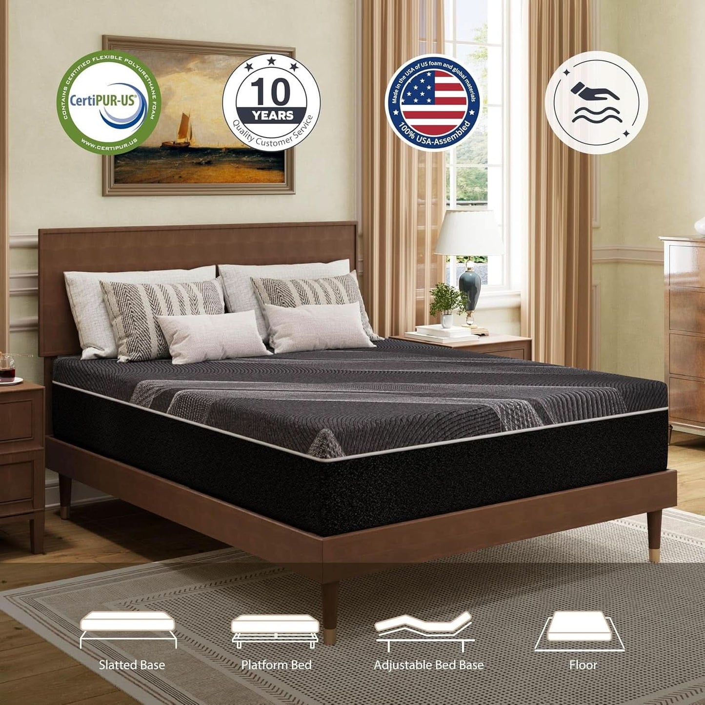 Queen Size Gel Memory Foam Mattress Certipur Certified