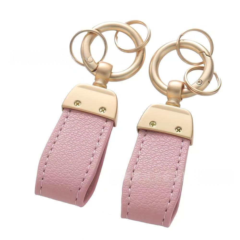 Solid-color Mini Goat-skin Leather Keychain