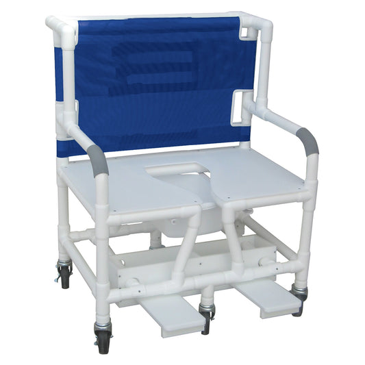 MJM International 131-5HD Bariatric Shower Chair 30" Internal Width Full Support Seat w/ Commode Opening, 700 Lbs Weight Capacity