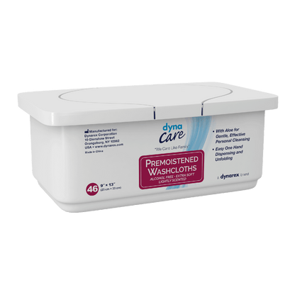 Dynarex Premoistened Adult Washcloths, 9" x 13" Tub, 12tub/case (552 Count)
