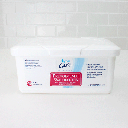 Dynarex Premoistened Adult Washcloths, 9" x 13" Tub, 12tub/case (552 Count)